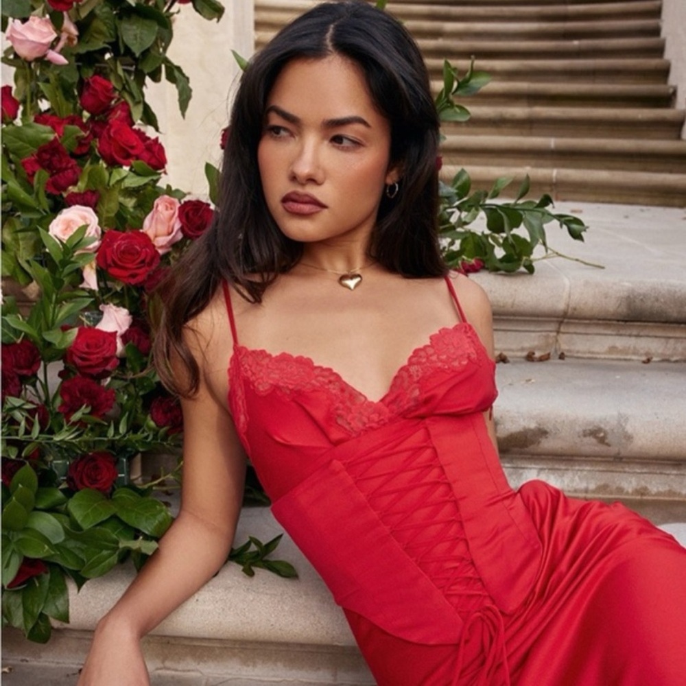 House of CB “Valencia” Red Corset Dress Set S+ Plus Top NWOT - Picture 4 of 16
